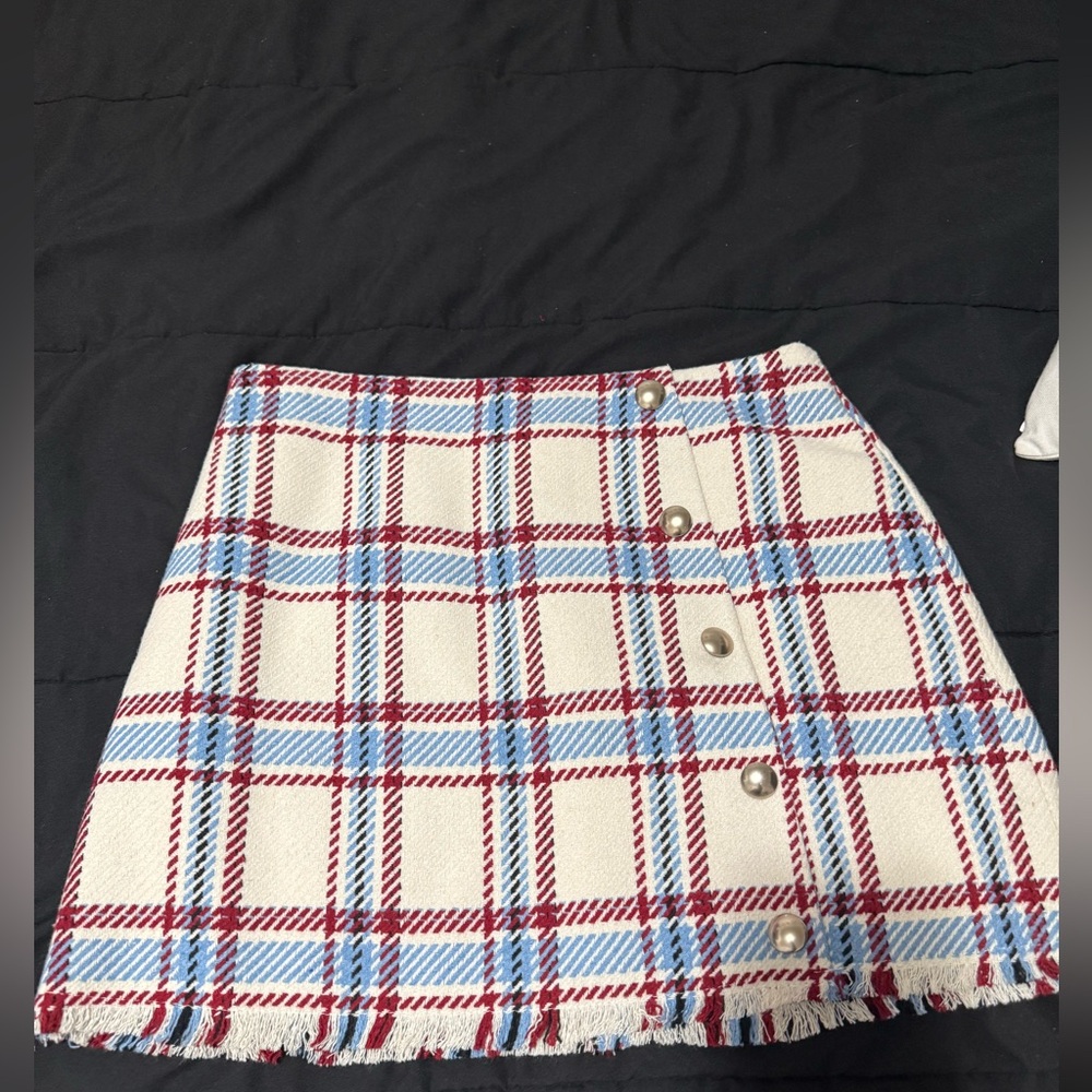 Forever21 Button-Front Skirt in Red and Blue